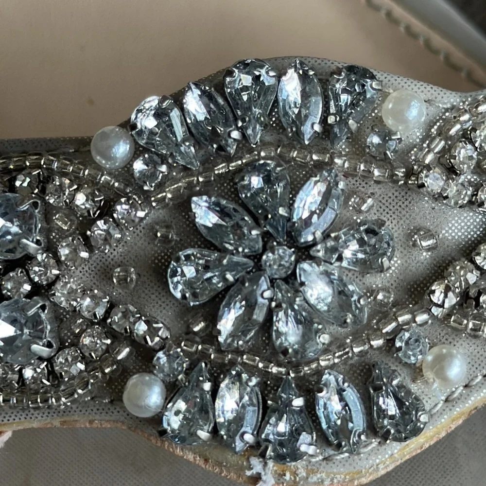 Betsey Johnson shoes metallic pumps amazing jewels ankle straps style is Blue